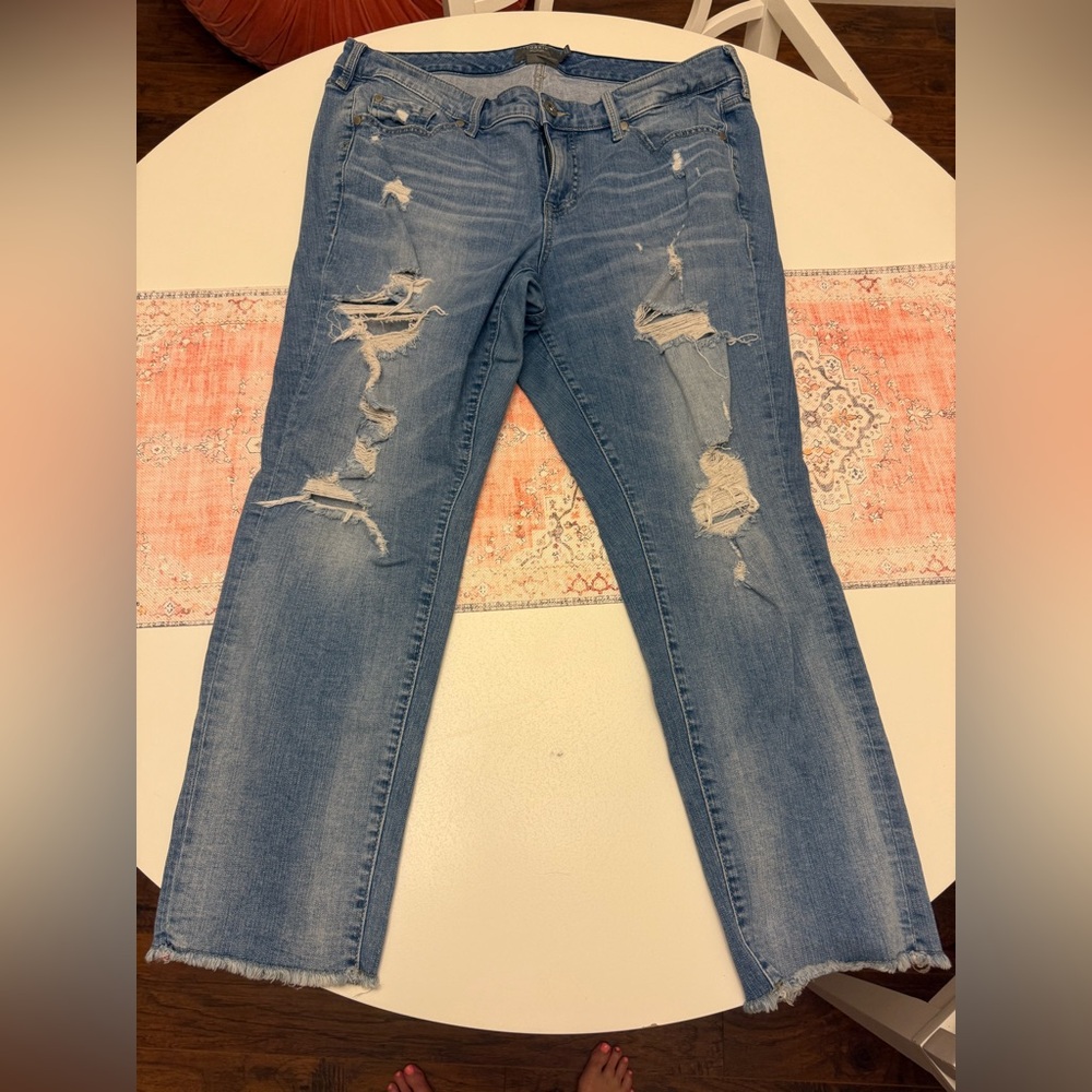 Torrid Light Blue Distressed Cropped Boyfriend Jeans